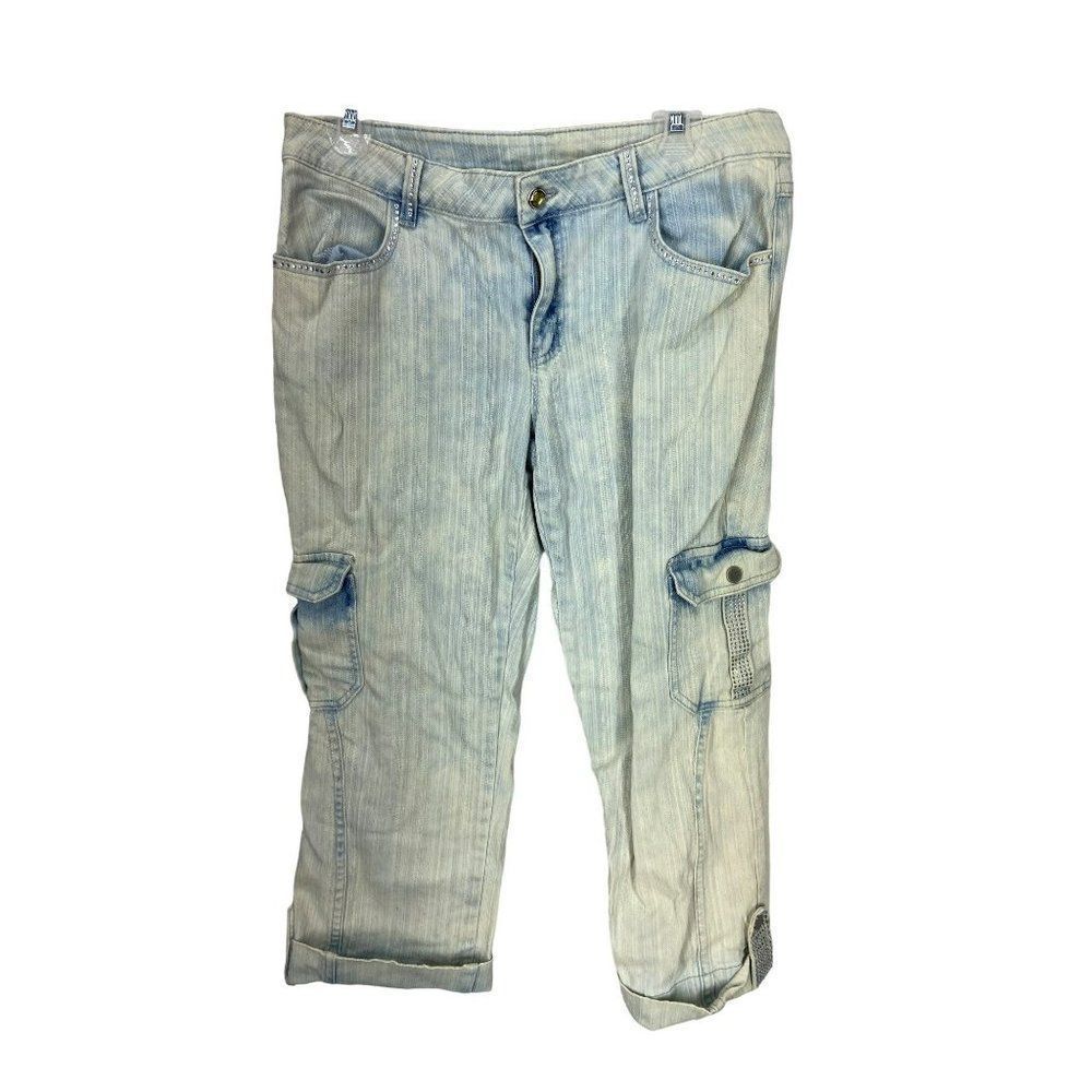 AZI‎ Jeans Acid Washed Vintage Women's Size 10 Rolled Up Cropped Jeans